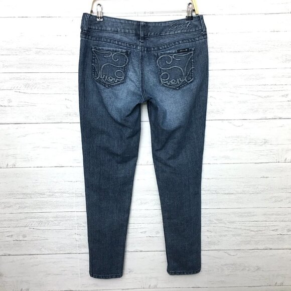 Seven7 Women's Jeans Skinny Medium Wash Stretch Embroidered Pockets size 29 x 30 - Picture 3 of 9